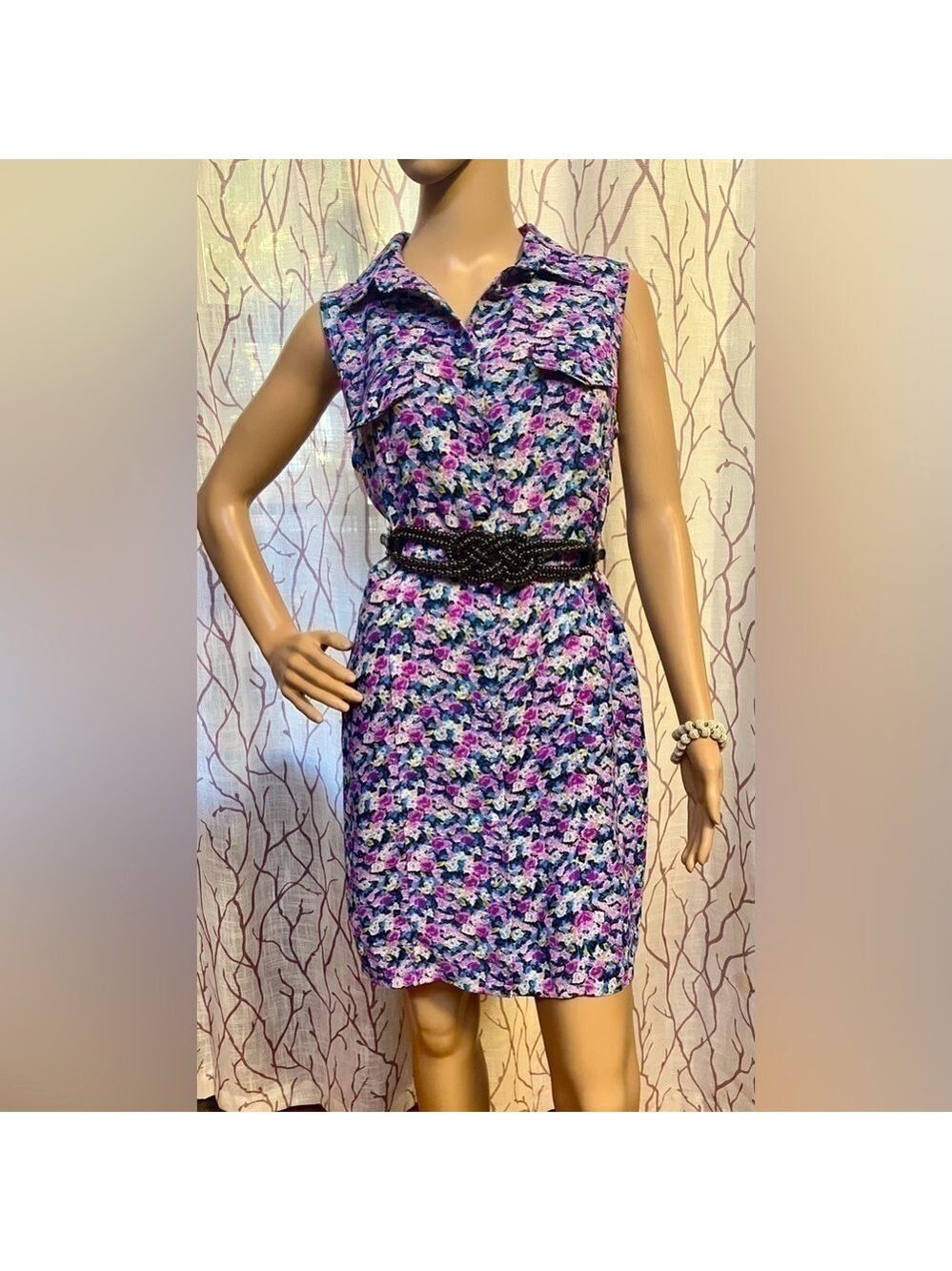 VINTAGE👗 LIMITED London,Paris,NY-Floral Button down Shirtdress women’s LG